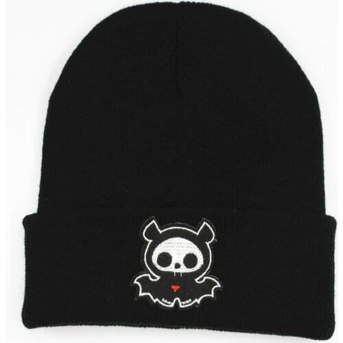 Cotton Cartoon ghost embroidery Thicken knitted hat winter warm hat Skullies cap beanie hat for men and women 53