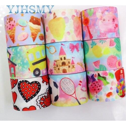 YJHSMY G-18719-653,38 mm 5 Yards Cartoon Printed grosgrain ribbons,DIY handmade Hair accessories wedding gift wrap Material