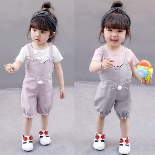 Girls Summer Set 2019 New Style Baby Kids Short-Sleeve 0-1-4-Year-Old Jumper Pants Two-Piece Set