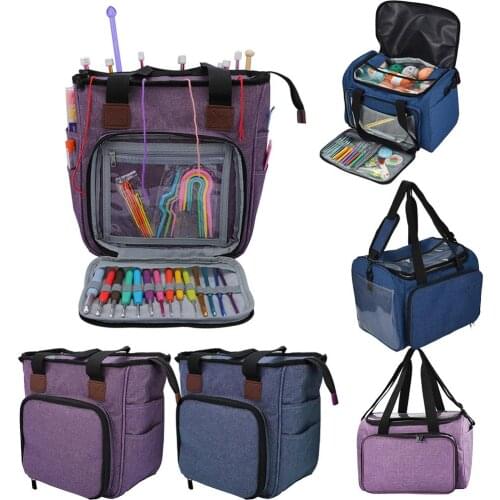 Multifunctional Crochet Hooks Thread Yarn Storage Bag DIY Knitting Needles Yarns Bag Sewing Organizer Case Bag Holder
