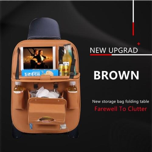 Multipurpose Car Seat Back Organizer Leather Pad Bag Car Storage Organizer Foldable Table Tray Travel Storage Bag