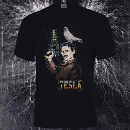 Fashion Men T Shirt Free Shipping New Full Color NIKOLA TESLA Portrait SHIRT, Science Inventor Coil Technology Summer Tee Shirt