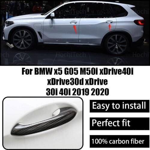 Real Dry Carbon Fiber Car Door Handle Cover Trim for BMW X5 G05 M50i XDrive40i XDrive30d XDrive 30i 40i 2019 2020