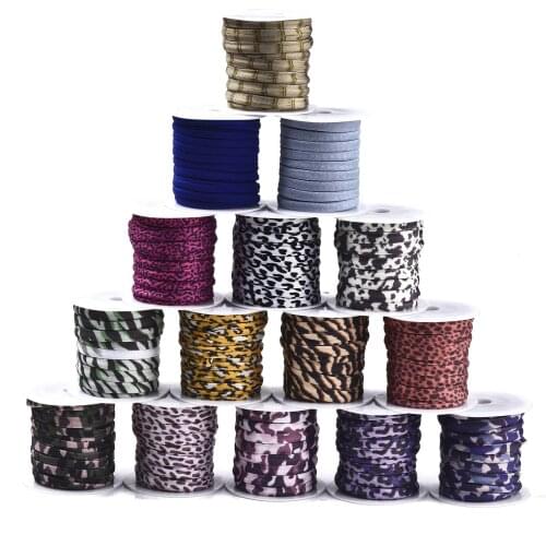 2 Rolls 5mm Leopard Print Style Polyester Flat Elastic Cord Thread For Bracelets DIY Jewelry Beading Cord Garment Sewing String