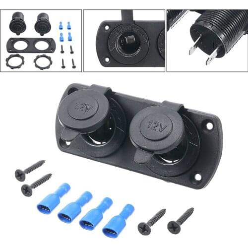 New 12V Dual Cigarette Lighter Charger Socket with Terminals Phone Charge Panel Adapter Universal For RV Boat Caravan