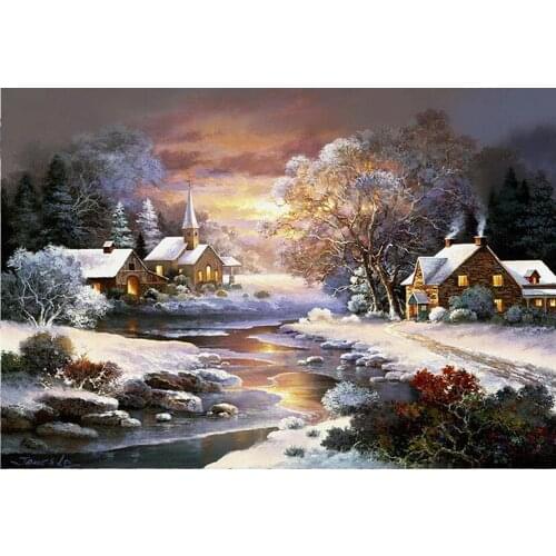 Full Square/Round 5D DIY Diamond Painting Snow Cottage Landscape Rhinestones Mosaic Diamond Embroidery home decoration FG1730