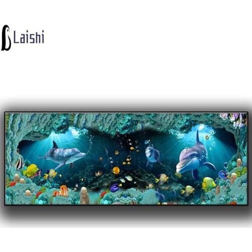 Full square round diamond painting Undersea marine animals Undersea scenery diamond embroidery rhinestone mosaic diamond inlaid