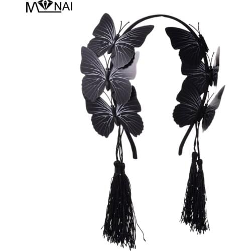 Gothic Butterflies Hairband with Tassels Fashion Steampunk Headband Accessories For Party Festival Headdress Accessories
