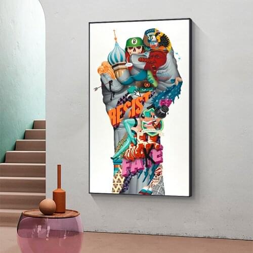 Modern Graffiti Street Art Clenched Fist Canvas Painting Poster Print Wall Art Picture For Living Room Home Decor Frameless