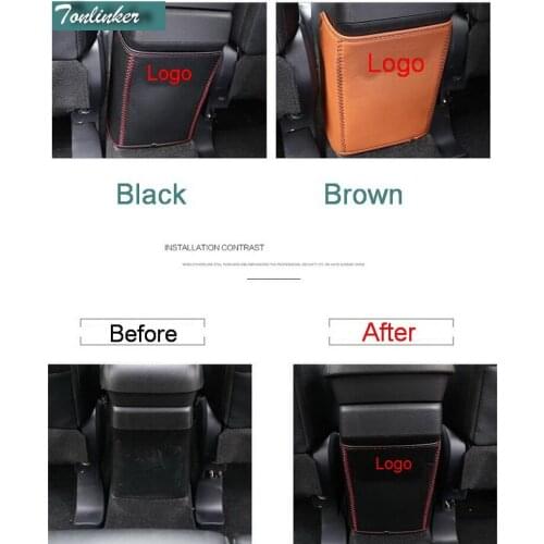 Tonlinker Interior Rear Armrest Anti-dirty Cover stickers for Mitsubishi Outlander 2013-16 Car Styling 1 Pcs PU Leather Covers