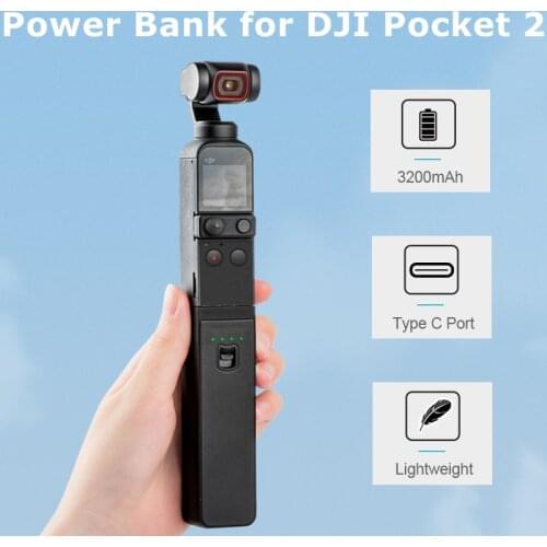 3200mAh Handheld Mobile Power Bank Portable Charging Handle Grip Charger for DJI OSMO Pocket 2 Handheld Gimbal Sports Camera