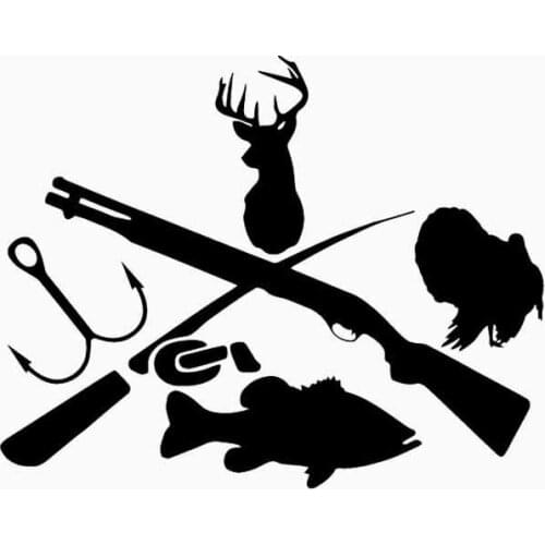 16.2CM*12.9CM Funny Car Sticker Turkey Bass Deer Hunting Fishing Decal Vinyl Decor