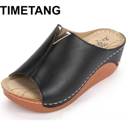 TIMETANG 2021The New Womens Sandal Thick Bottom Casual Shoes Leisure Summer Wedges Sandals Woman Shoes Platform Slipper