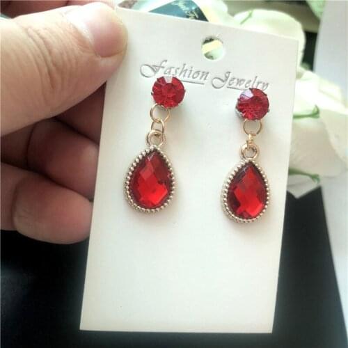 Woman jewelry wholesale red crystal earrings girl birthday party recreational water dropping type earrings
