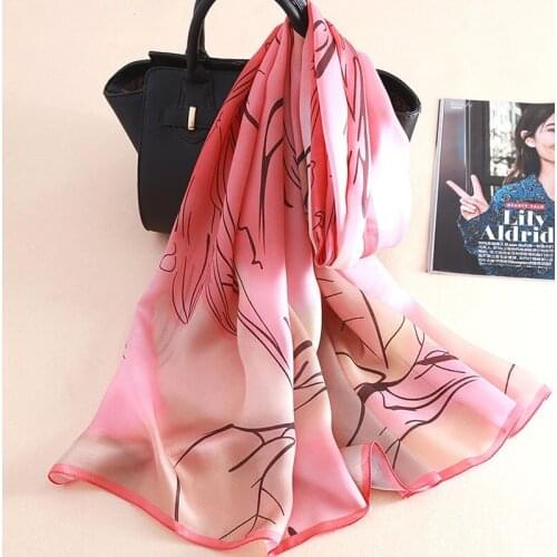 100% Pure Silk Scarf for Women Shawls and Wrap Real Silk Scarf for Ladies Luxury Brand Bandana foulard Hijab Hair Scarf