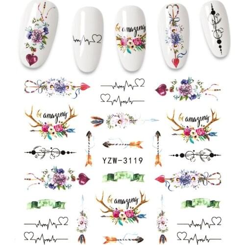 1 DIY retro nail sticker geometric element watermark personality animal letter diamond love peach transfer paper art decoration