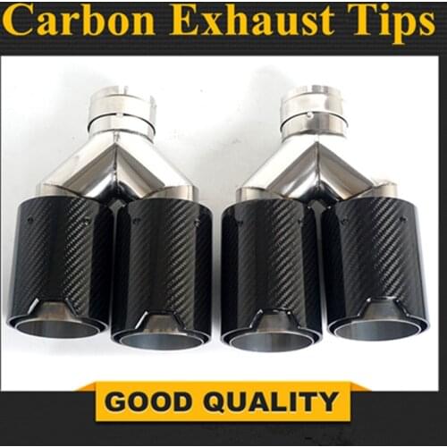 1 Piece Dual Carbon Fiber + 304 Stainless Steel Universal M performance Carbon Fiber Exhaust Tips End Pipes Muffler tips