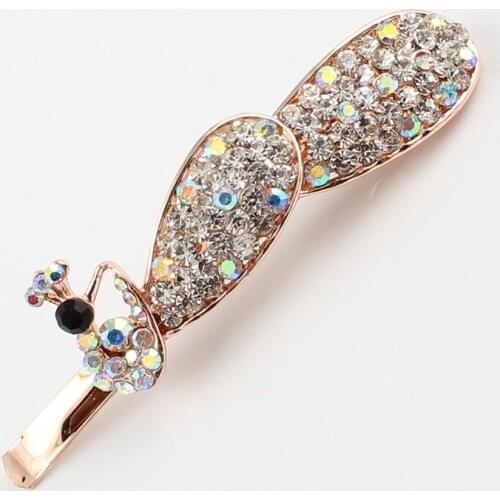 Hair grip peacock women rhinestones white pink purple hair ornaments brand hairclip accessories head jewelry golden alloy 1PC