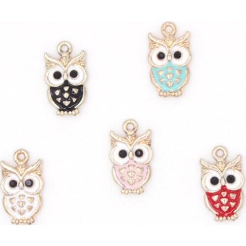 10pcs/lot Owl Dangle Handmade Enamel Charms Pendant DIY for Bracelet Necklace Bag