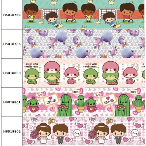 10yard Cartoon Boy Cactus Snake Love Grosgrain Ribbon Accessory Hairbow Headwear Decoration DIY Wholesale OEM 38MM 75MM