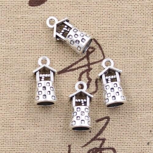 12pcs Charms 3D Ancient Well 17x9x8mm Antique Tibetan Bronze Silver Color Pendant Finding Accessories DIY Vintage Choker Jewelry