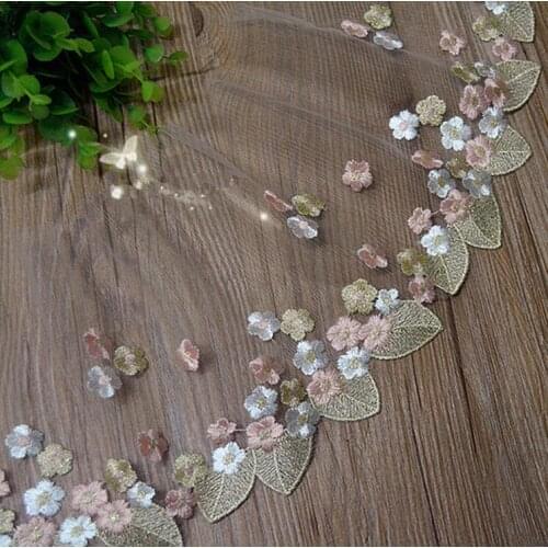 2 Yards/Lot 17cm Width Luxury Handmade Curtains Sofa Lace Fabric DIY Clothing Accessories Colorful Embroidery Lace Trim Mesh