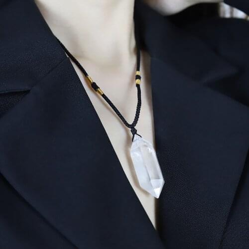 2021 Natural Clear Quartz Crystal Pendulum Pendant Necklace Chakra Healing Collares Men Largos Mujer Mujer