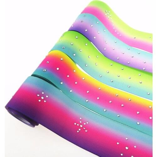 38mm solid rhinestones printed grosgrain ribbon diamond foil heat transfer ribbon DIY handmade material 100yards/lot