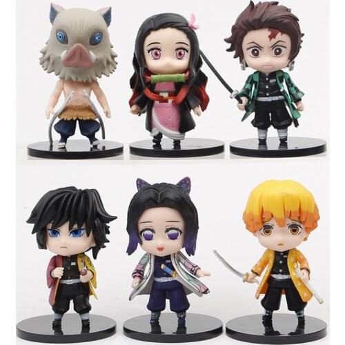 6PCS Anime Demon Slayer Figure Kamado Tanjirou Nezuko Action Figures Model Toys Zenitsu Figurine Inosuke Kimetsu No Yaiba Figura