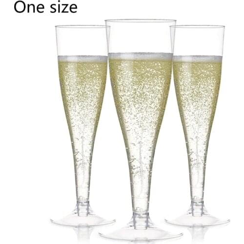 6 pcs Plastic Champagne Flutes Disposable Clear Cups Toasting Glasses Wedding Baby Shower Party Supplies H55A