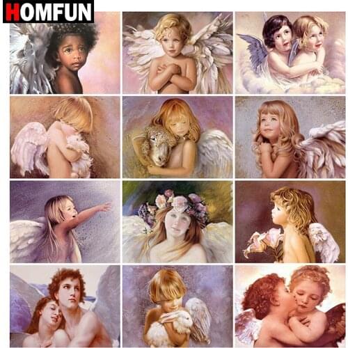 HOMFUN Full Square/Round Drill 5D DIY Diamond Painting "Angel portrait theme" Embroidery Cross Stitch 5D Home Decor Gift