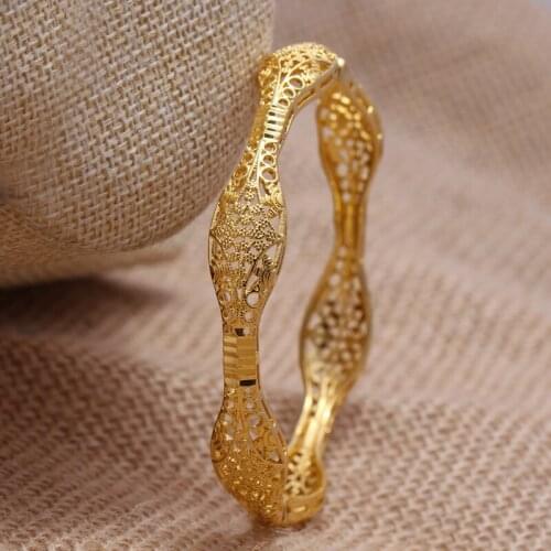 24K Gold Color Copper gold Bangles Bracelet jewelry HOT design for african women EarringS wedding gift BIG SIZE Bangles