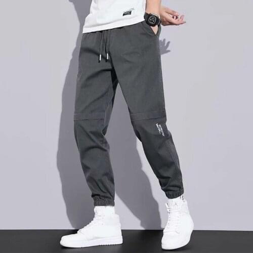 Casual Pants Men Elastic Waist Solid Ankle-Length Quality Casual Harem Trousers Mens Clothing 2021 Spring Autumn