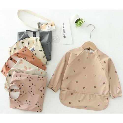 Baby Bibs Childrens Long Sleeve Scarf Silicone Waterproof Apron Infant Boys Burp Cloth Bandana Girls Feeding Bibs Drooling