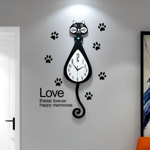 Kids Nordic Wall Clock Modern Design Black Cute Art Silent Wall Clocks Mute Special Simple Relogio De Parede Home Decor WE50WC