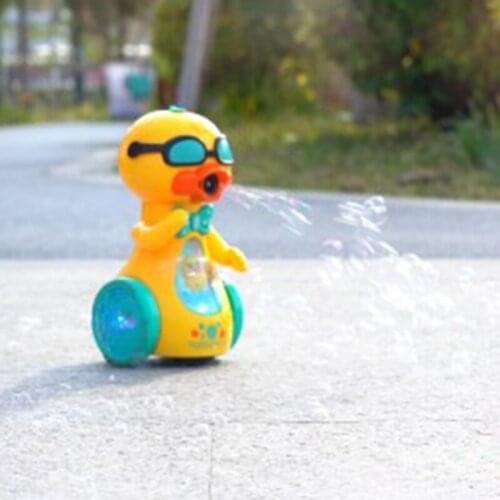 Electric Duck Bubble Machine Spray Music Lighting Toys Automatic Bubble Blower P31C
