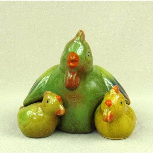 Porcelain Hen and Chicks Miniatures Handmade Ceramics Poultry Figurine Embellishment Craft Gift for Mothers Day and Birthday