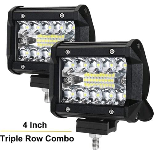 2PCS 4 inch 3 Rows LED Work Light Bar Flood Spot Combo 12V 24V Car Truck 4WD Offroad Driving Lamp Headlight ATV UTV Boat Truck