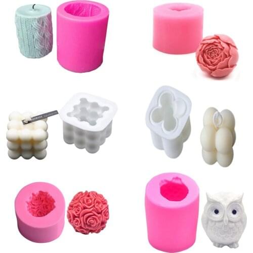 DIY Candles Mould Soy Wax Candle Mold Aromatherapy Plaster Candle 3D Silicone Mold Hand-made Soy Aroma Wax Soap Candles Mold
