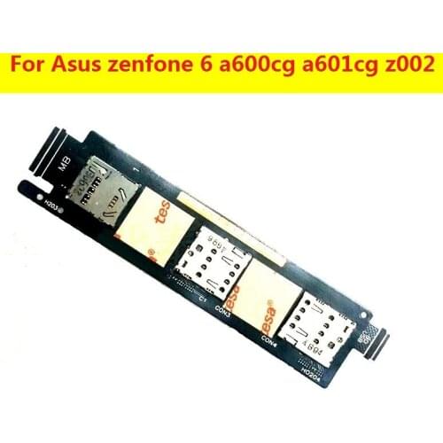 Single Dual Sim card tray reader flex cable For Asus zenfone 6 a600cg A601CG Z002 sim card slot holder adapter flex ribbon parts