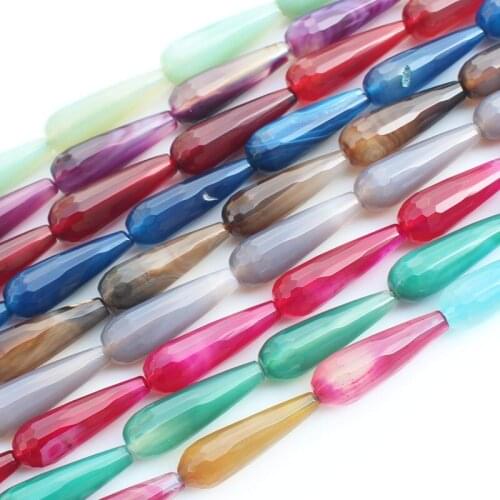 Faceted 10x30mm Multi-color agates Drop Loose Beads 15",For DIY Jewelry Making ! We provide mixed wholesale for all items