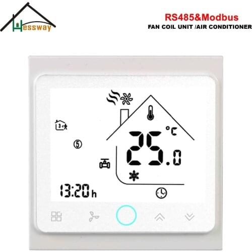 HESSWAY 3 Speed RS485 RTU MODBUS smart room thermostat 24vl AC95-240V for 2 Pipe fan coil unit