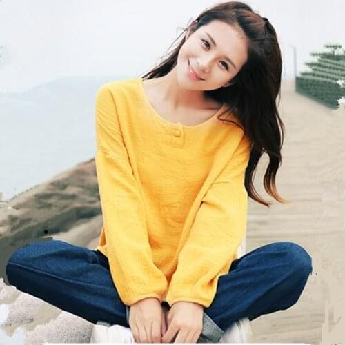 Plus SIZE cotton linen clothes,Spring Autumn women long sleeve loose casual blouse,comfortable soft cotton shirts black 5xl 6xl