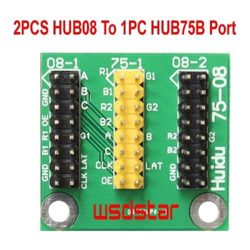 2PCS HUB08 To 1PC HUB75B Port Support 1/4 1/8 1/16 Scan LED display conversion card for HUB75B full color LED control card