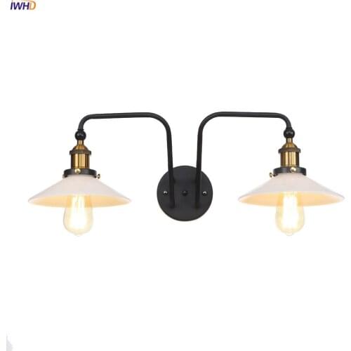 IWHD White Glass Retro LED Wall Lights For Home Lighting Edison Bulb Loft Decor Industrial Wall Lamp Vintage Applique Murale