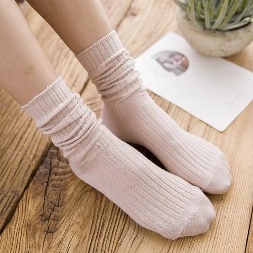 Jeseca New Fashion Women Long Socks Cotton Thick Autumn Winter Warm Free Size Above Ankle Girls Student School Long Sox