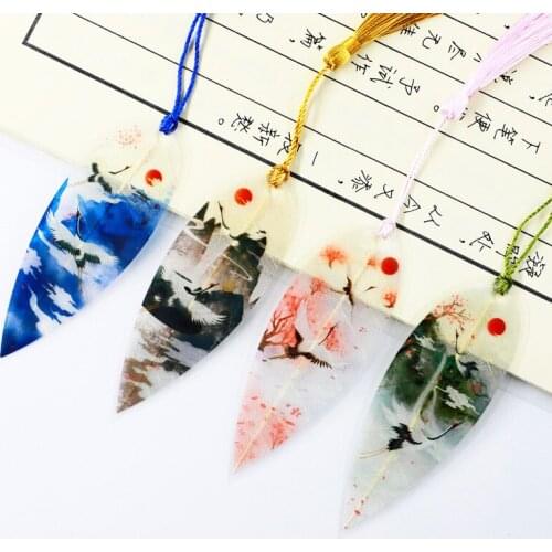 Natural Vein Bookmark Retro Leaves Vein Antique Leaf Vein Book Mark Pages Paper Tassel Bookmarks for Book Office School Supplies