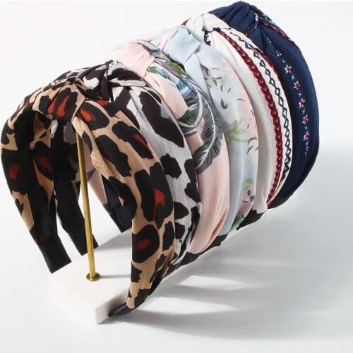 Lalynnly New Fashion Bohemia Headband For Women Leopard Cloth Hairband Soft Female Headwear Turban Hair Accessories F2760