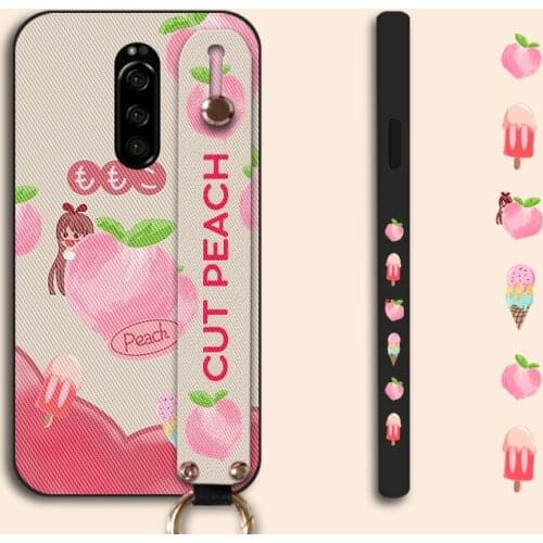 Cute Fruit Girl Phone Case For Sony Xperia 5 2019 XZ4 XZ1 Compact XZ XZ 2 XZ3 WristBand Holder Back Cover For Xperia 1 10 Plus