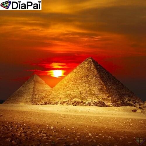 DIAPAI Art 5D Diy Diamond Painting "Pyramid sunset" Diamond Pictures Cross Stitch 3D Rhinestone Embroidery Decor A26949